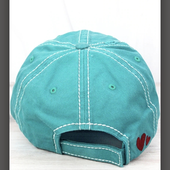 NWT Distressed Turquoise Sassy Cap - Picture 3 of 3